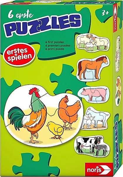 Noris Puzzle 6 erste Puzzles - Bauernhoftiere, 19 Puzzleteile günstig online kaufen
