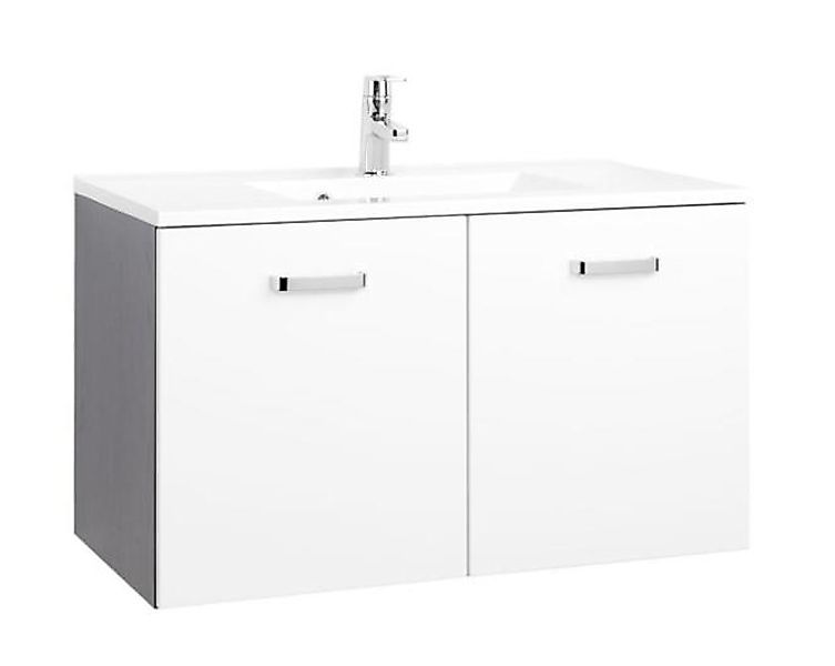 Waschtisch 90 2-trg Bologna von Held Möbel Weiß Hgl / Graphit günstig online kaufen