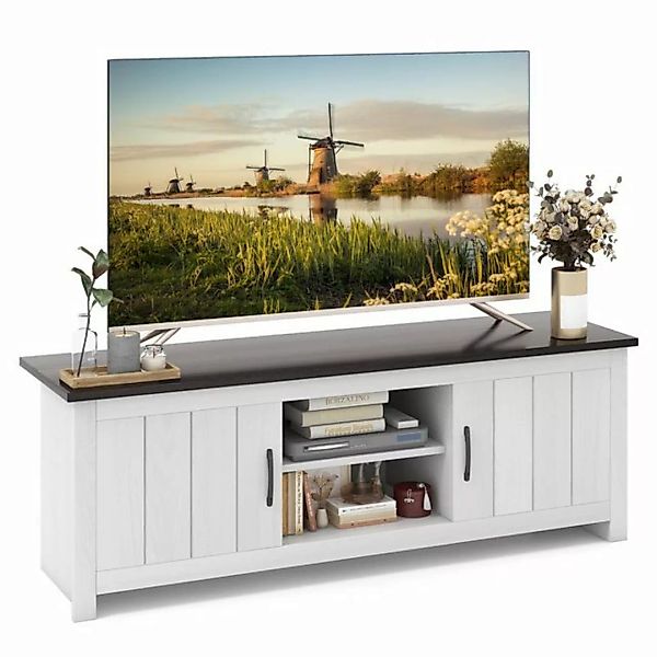 COSTWAY TV-Schrank Holz, mit Türen & offenen Regalen, 145x40x50cm günstig online kaufen