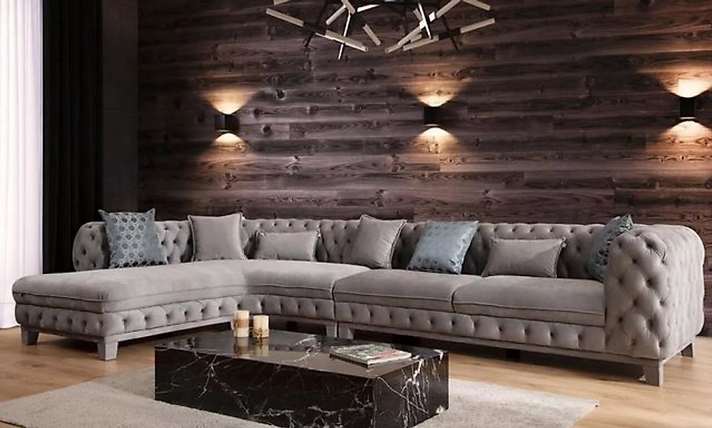 Xlmoebel Ecksofa Grau L-förmiges Ecksofa Chesterfield Stil Modern Polster N günstig online kaufen