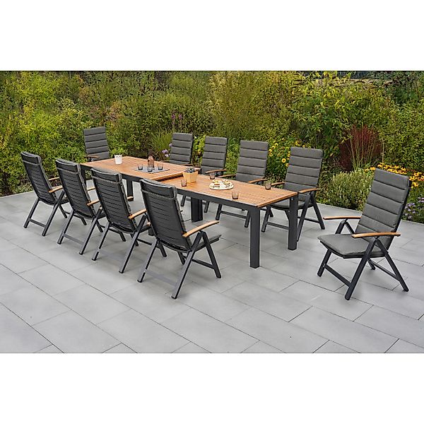 Merxx Astros Set 21-tlg. Flex-Gartentisch Ausziehbar 180/300 x 100 cm günstig online kaufen