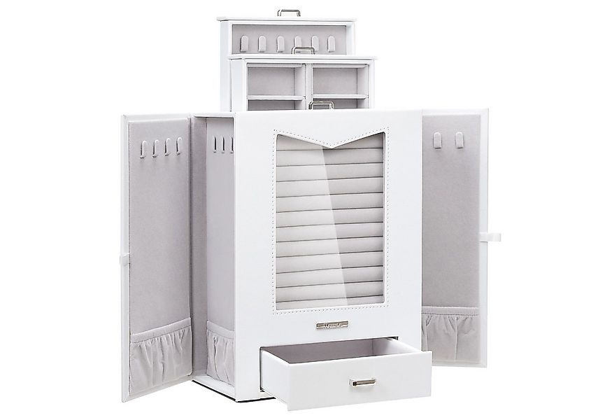 Yorbay Schmuckkasten mit echtem Glasfenster Halsketten Haken, Weiß, Schmuck günstig online kaufen