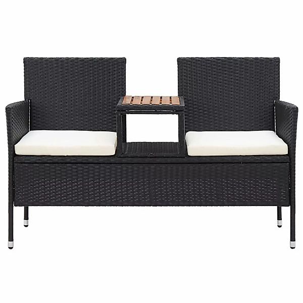 2-sitzer-gartenbank Mit Teetisch 143 Cm Poly Rattan Schwarz günstig online kaufen