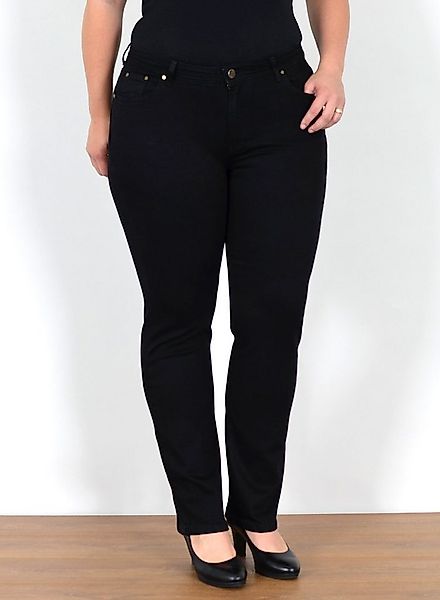 ESRA Straight-Jeans Gerade Schnitt Jeans Damen Hose High Rise bis Große Grö günstig online kaufen