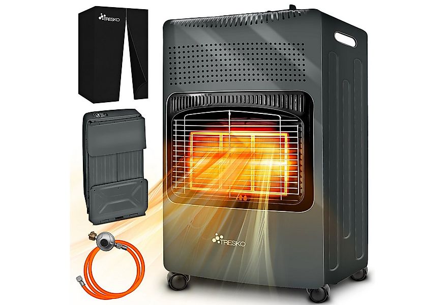 TRESKO Heizstrahler 4200 W Gasheizung + Abdeckung Gasheizer 3 Stufen Gasofe günstig online kaufen