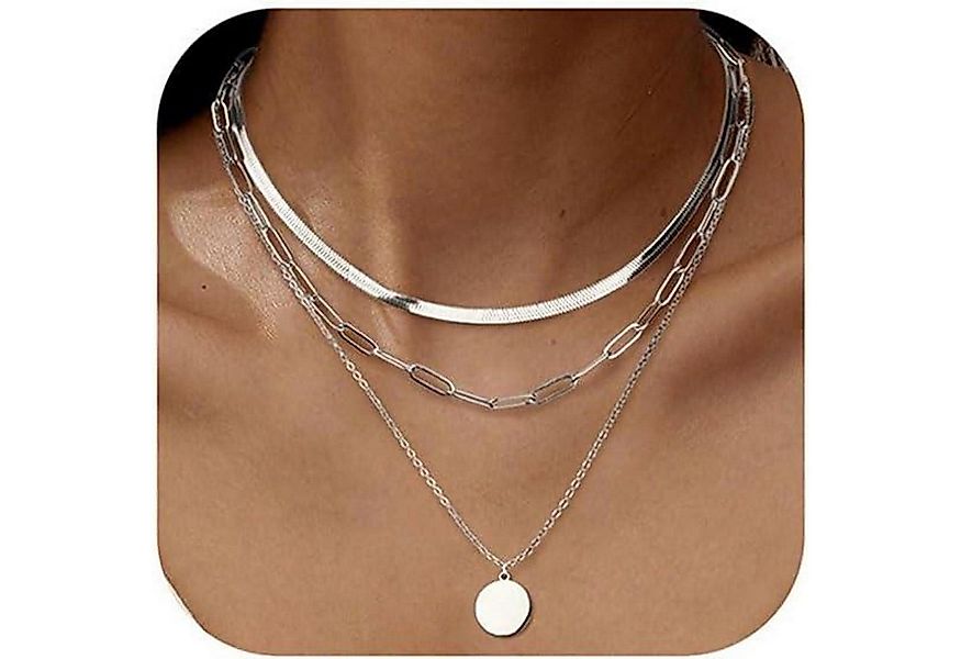 LuxusKollektion Kette und Anhänger Set Halskette Damen Edelstahl stapelbar günstig online kaufen