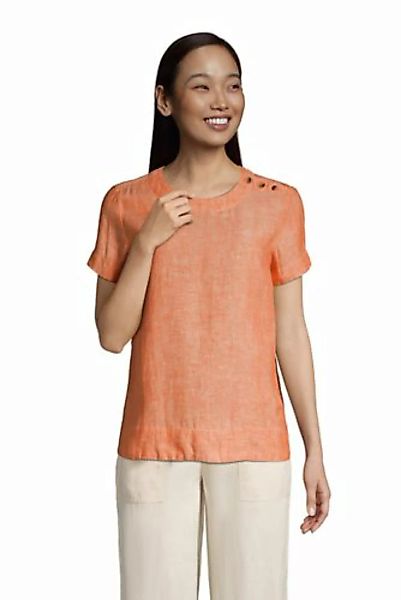 Leinen-Shirt mit Schulterknöpfen, Damen, Größe: 48-50 Normal, Orange, by La günstig online kaufen
