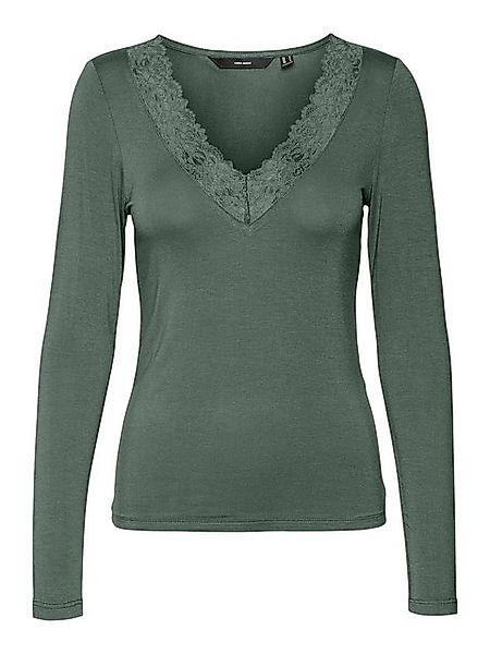 Vero Moda Blusenshirt Bluse Slim Fit V-Ausschnitt Spitzen-Detail Basic 7890 günstig online kaufen