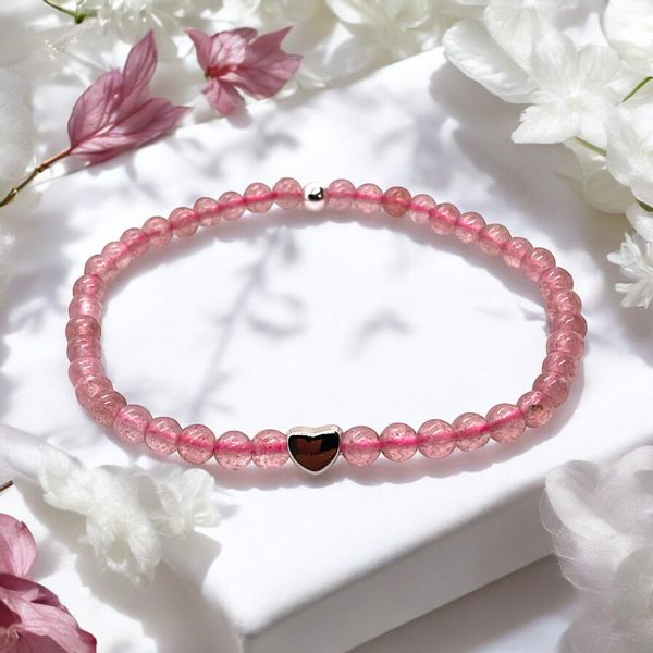 Steinfixx® Perlenarmband Edelstein Erdbeerquarz mit 925 günstig online kaufen