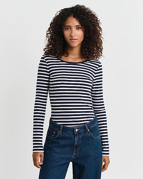 Gant Langarmshirt "SLIM STRIPED 1X1 RIBBED LS T-SHIRT" günstig online kaufen