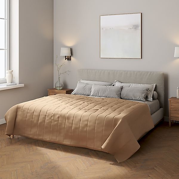 Tagesdecke mit Streifen-Steppung, hellbraun, Quadro (136-09) günstig online kaufen