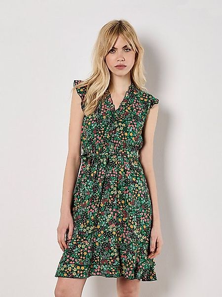 Apricot Druckkleid Ditsy Spritz Ruffle V Neck Dress, (2-tlg) mit Rüschen günstig online kaufen