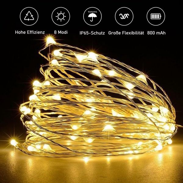 zggzerg LED-Lichterkette 2 Stück Solar Lichterkette günstig online kaufen