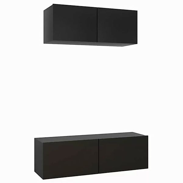 furnicato TV-Schrank 2-tlg. TV-Schrank-Set Schwarz Holzwerkstoff (1-St) günstig online kaufen