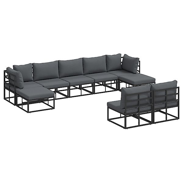 vidaXL Garten-Sofa-Set mit Kissen 9-Tlg Schwarz Aluminium 3378908 günstig online kaufen