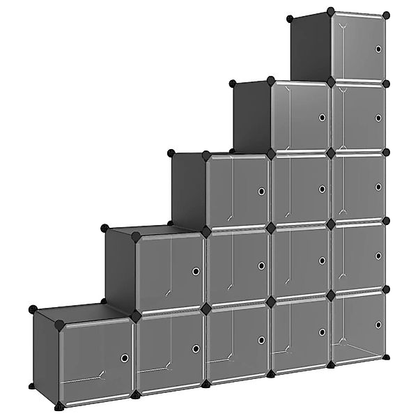 vidaXL Regalsystem mit 15 Würfeln und Türen Schwarz PP 340554 günstig online kaufen