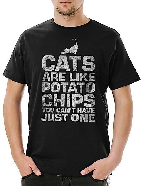 Urban Backwoods Print-Shirt Cats Are Like Potato Chips Herren T-Shirt You C günstig online kaufen