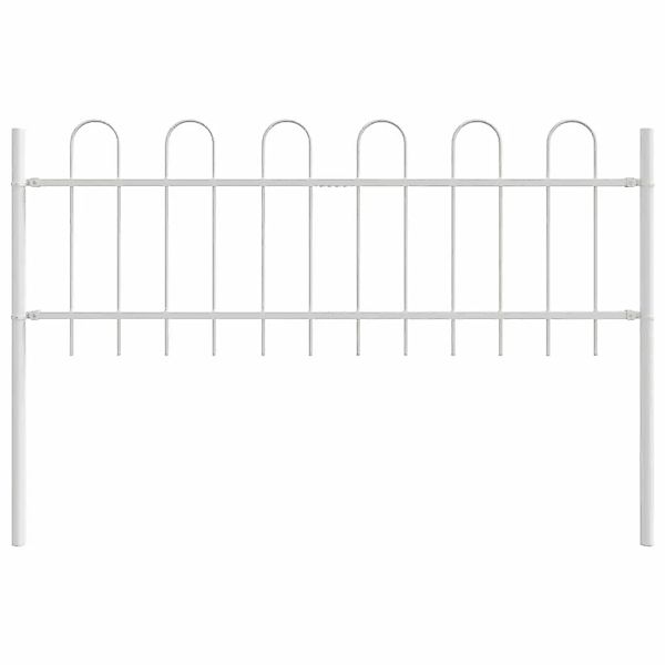 vidaXL Gartenzaun Weiß 6,8 x 0,6 m Pulverbeschichteter Stahl 3334083 günstig online kaufen