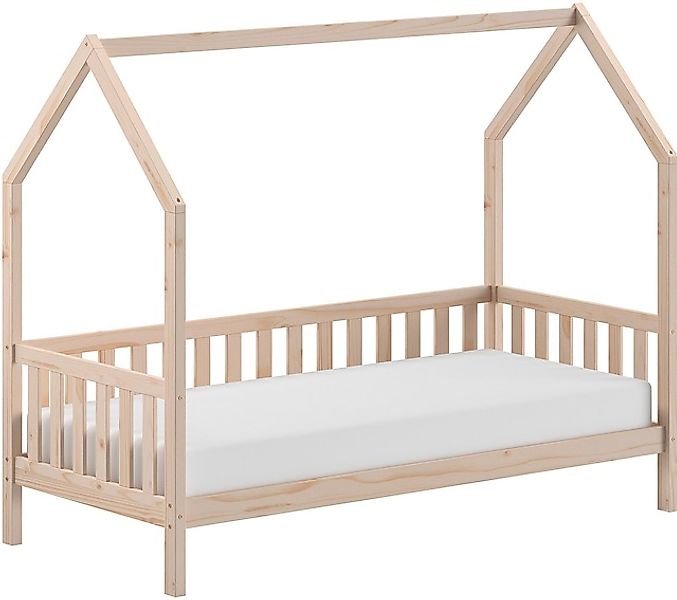 Vipack Hausbett »Cabane, mit Dachaufbau und Sprossenumrandung in Landhaus-O günstig online kaufen