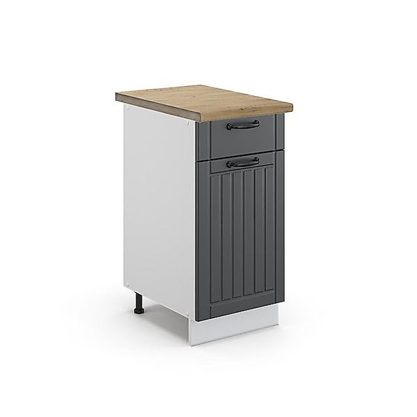Vicco Küchenunterschrank Fame-Line Anthrazit Landhaus/Weiß 40 cm AP Marmor günstig online kaufen