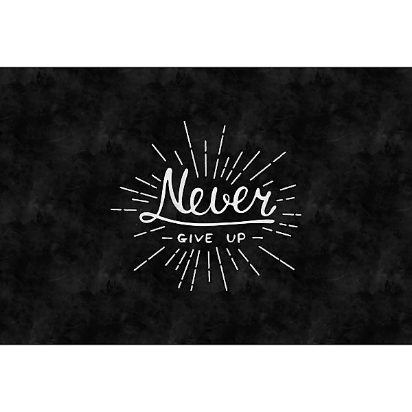 Fototapete Slogan Never give up  Schwarz Weiß 4,00 m x 2,70 m FSC® günstig online kaufen