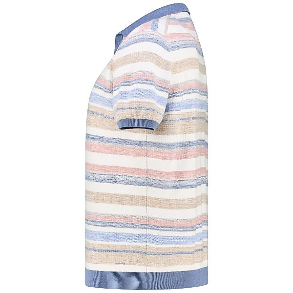 RAGMAN Strick-Poloshirt mit Allover-Muster Farbe blau/weiß Größe: 4XL günstig online kaufen