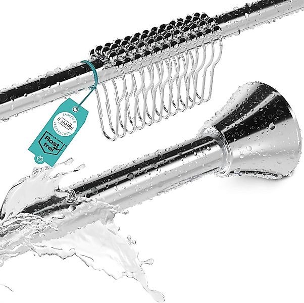 Laakfeld Duschvorhangstange ohne Bohren inkl. 12 Ringe - Stabile 120-215cm günstig online kaufen