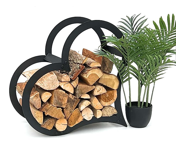 DanDiBo Kaminholzregal Metall Schwarz Stehend Herz günstig online kaufen