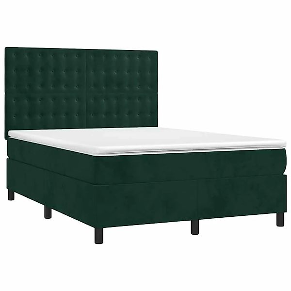 vidaXL Boxspringbett mit Matratze Dunkelgrün 140x190 cm Samt 3143262 günstig online kaufen