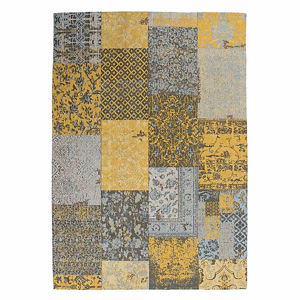 Vintage Design Teppich in Goldfarben und Grau Chenillegewebe günstig online kaufen