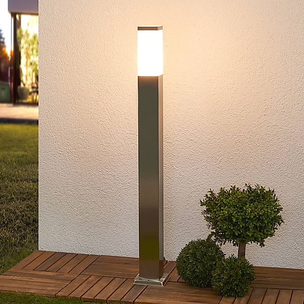 Lindby Pollerleuchte Lorian, 100 cm, Edelstahl, IP44, E27 günstig online kaufen