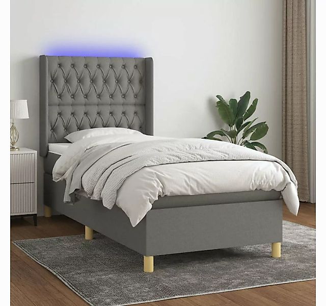 vidaXL Boxspringbett Boxspringbett mit Matratze LED Dunkelgrau 90x190 cm St günstig online kaufen