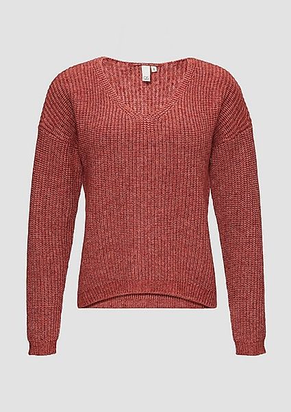 QS Strickpullover Pullover mit überschnittenen Schultern in Melange-Optik günstig online kaufen