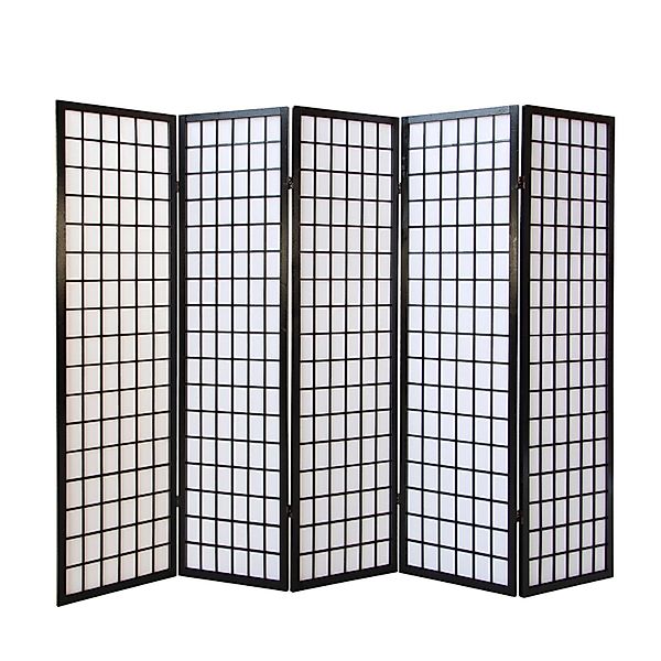 Homestyle4u 5-tlg. Paravent in Schwarz 220x175 cm 166 günstig online kaufen