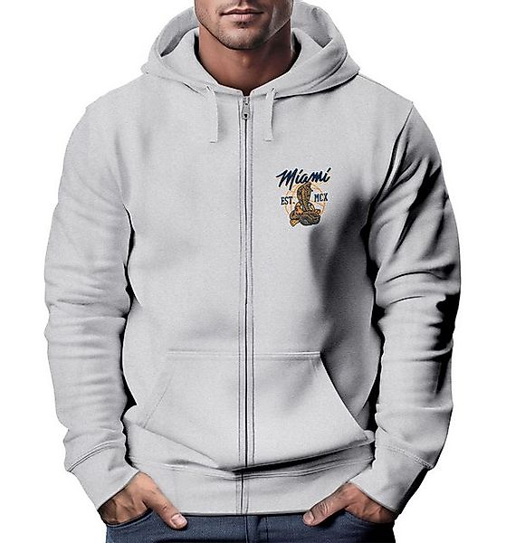 Neverless Sweatjacke Sweatjacke Zip-Hoodie Herren mit Kapuze Print Miami Co günstig online kaufen