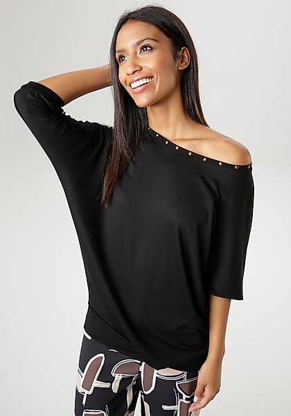 Aniston SELECTED Fledermausshirt mit bronzefarbenen Nieten günstig online kaufen