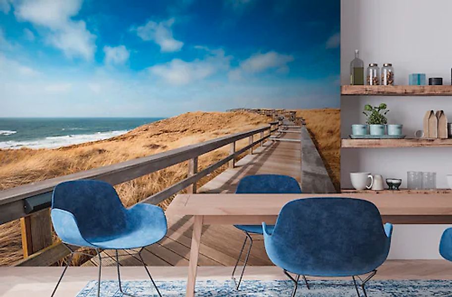 A.S. Création Vliestapete »Strand-Tapete Dünen Holzweg Blau Beige Fototapet günstig online kaufen