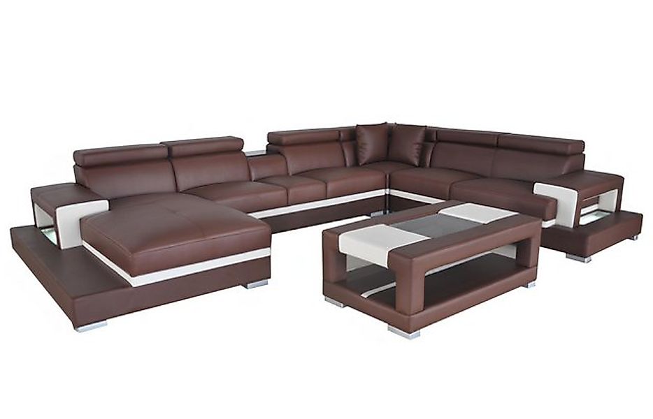JVmoebel Sofa Design Leder Polster Sitz Zimmer Wohn Sofa Eck Couch mit USB günstig online kaufen