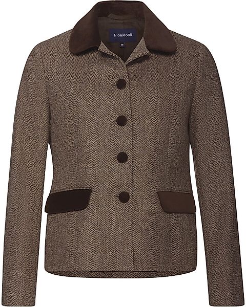 Highmoor Outdoorjacke Fischgrat-Jacke mit Samtdetails günstig online kaufen