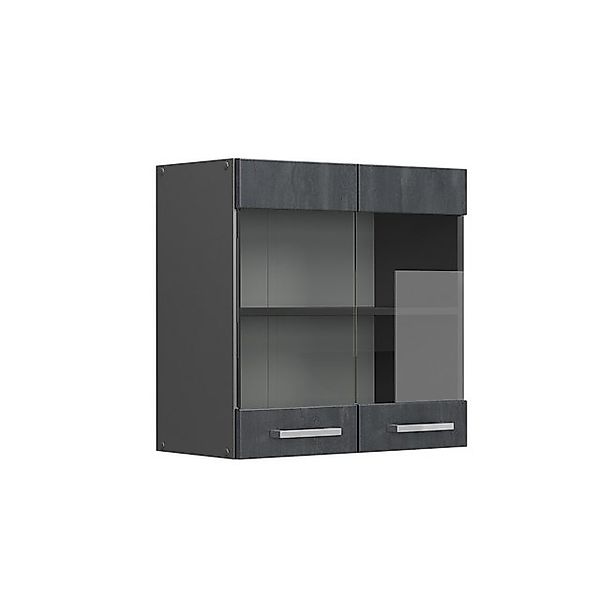 Vicco Küchenglasschrank R-Line Glashängeschrank Schwarz Beton/Anthrazit 60 günstig online kaufen
