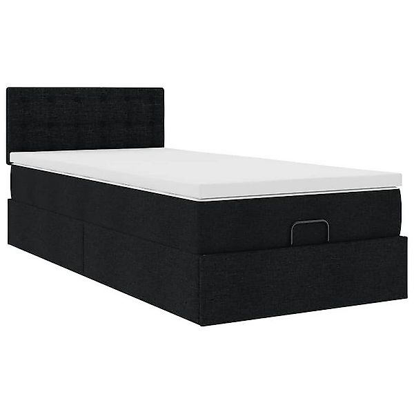 vidaXL Bett Ottomane Bett mit Matratze & LEDs Schwarz 80x200 cm Stoff günstig online kaufen