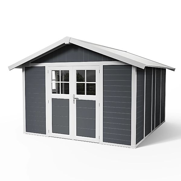 Grosfillex Kunststoff-Gartenhaus Deco H 11 Dunkelgrau BxT: 315 cm x 355 cm günstig online kaufen