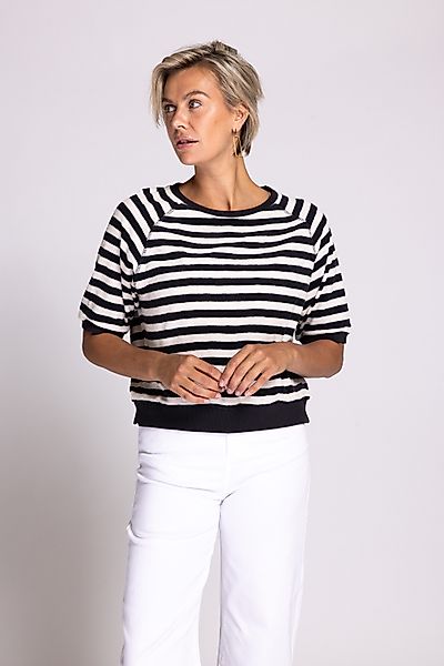 Zhrill Kurzarmshirt INGE Frottee-Optik mit Streifen günstig online kaufen