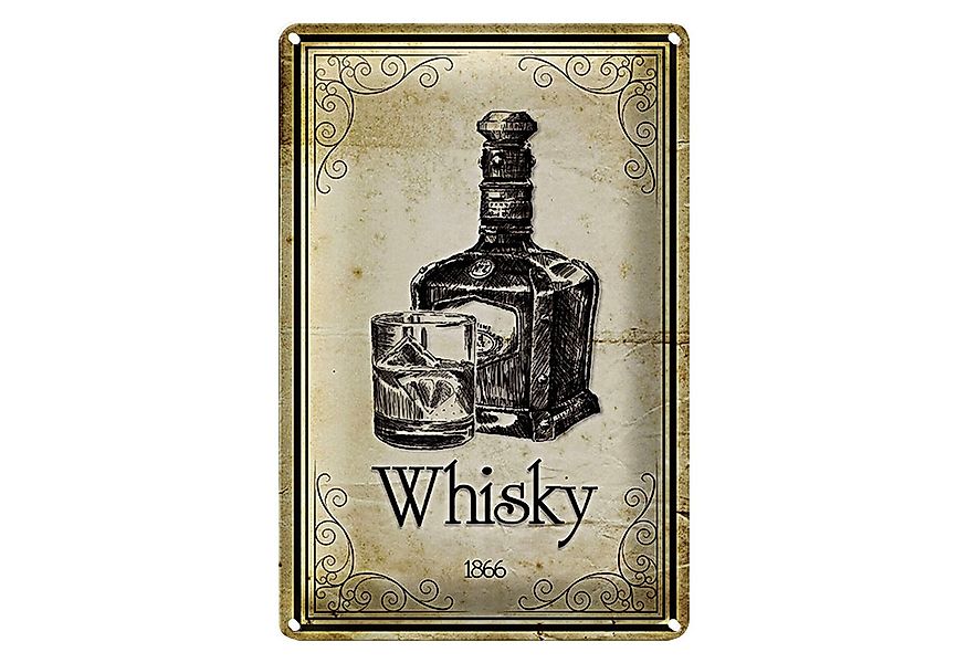 Roomando Metallschild Blechschild 20x30cm 1866 Whisky Retro günstig online kaufen