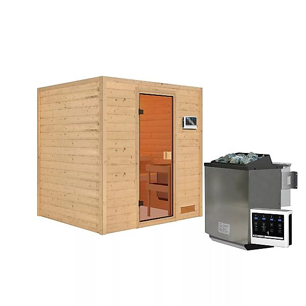 Karibu Sauna Adelina Set Naturbelassen mit Ofen 9 kW Bio ext. Steuerung günstig online kaufen