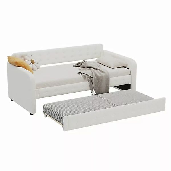 Tongtong Bett 90*200cm Sofabett, Tagesbett, mit ausziehbares rollbett,Beige günstig online kaufen