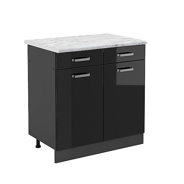 Vicco Schubladenunterschrank R-Line Schwarz Hochglanz 80 cm AP Marmor günstig online kaufen