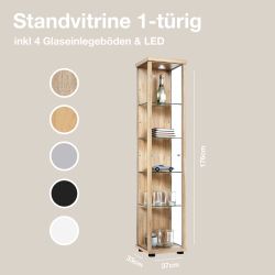 K-Möbel Glasvitrine C1014 (Glasvitrine (176x37x33 cm) günstig online kaufen