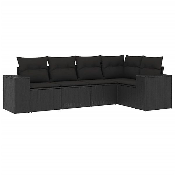 vidaXL 5-Tlg Garten-Sofagarnitur mit Kissen Schwarz Poly Rattan 3254862 günstig online kaufen