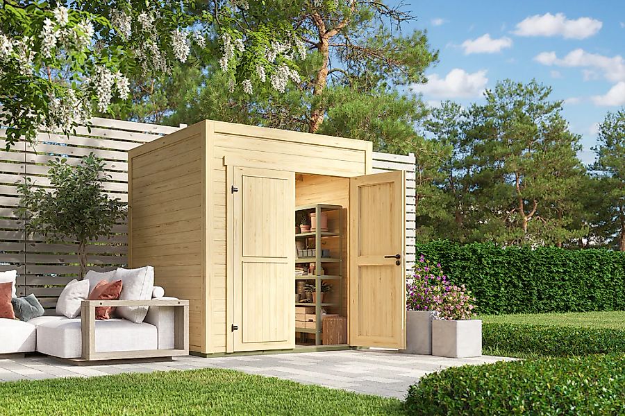 Nordic Holz Gartenhaus "Fynn 1" kleiner stilvoller Schuppen mit Flachdach günstig online kaufen